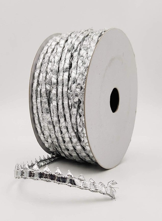 Premdas laces Samosa Gota Patti Lace Border (40 Meter) Material for Dupatta, Bridal Dresses, Saree, Lehengas, Palazzo, Anarkali Suits, Blouses. (Silver Samosa Lace) - Image 4